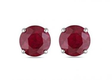 925 Sterling silver 5mm Cr Ruby Earring Stud