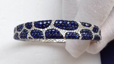925 Sterling silver Gorgeous Created Blue Sapphire Bangle