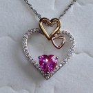 925 Sterling silver  Cr pink Sapphire  Heart Pendant