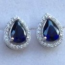 925 Sterling silver Cr Blue Sapphire Earring Stud