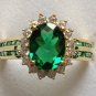 925 sterling silver Gorgeous Sythethic  Emerald Ring