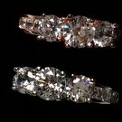 Stainless Steel Multi-stone Zircon Crystal Engagement Ring, Size: 6, Color: Silver