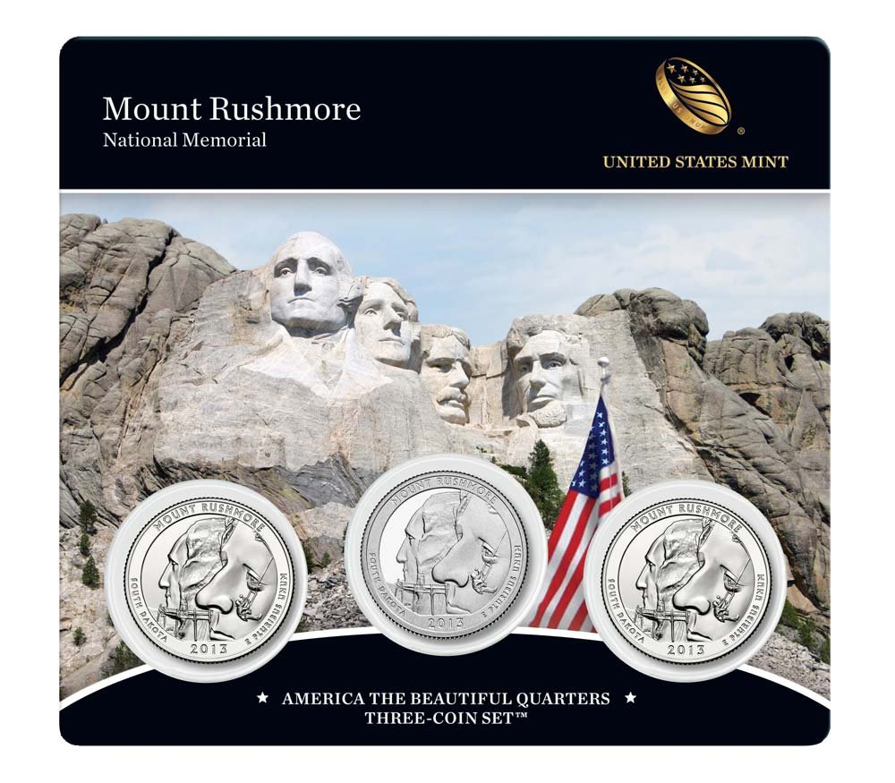 Lot Of 5 Sets 2013 P D & S US Mint Mount Rushmore ATB Quarters 3 Coin