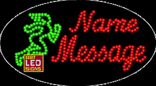 15" x 27" Track Name Message Custom Flashing Oval LED Sign - 2 Line