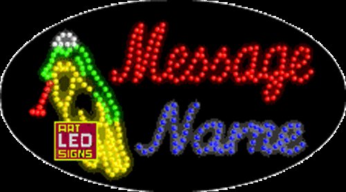 15" x 27" Jackey Name Message Custom Flashing Oval LED Sign - 2 Line