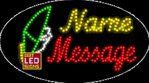 15" x 27" Windsurfing Name Message Custom Flashing Oval LED Sign - 2 Line