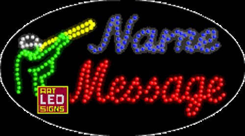 15" x 27" Hunting Name Message Custom Flashing Oval LED Sign - 2 Line