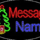 15" x 27" Chrismtas Trees Name Message Custom Flashing Oval LED Sign - 2 Line