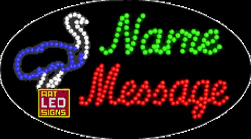 15" x 27" Ostrich Name Message Custom Flashing Oval LED Sign - 2 Line