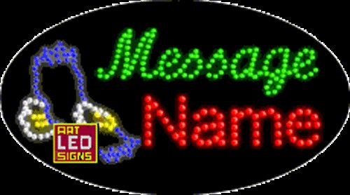 15" x 27" Wings Name Message Custom Flashing Oval LED Sign - 2 Line