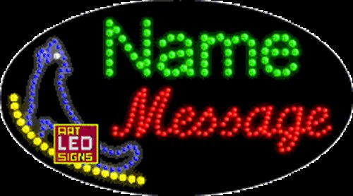 15" x 27" Wolf Name Message Custom Flashing Oval LED Sign - 2 Line