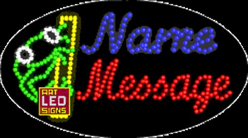 15" x 27" Tree Frog Name Message Custom Flashing Oval LED Sign - 2 Line