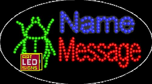 15" x 27" Bug Name Message Custom Flashing Oval LED Sign - 2 Line