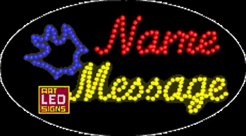 15" x 27" Bat Name Message Custom Flashing Oval LED Sign - 2 Line