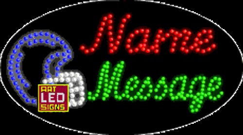 15" x 27" Helmet Name Message Custom Flashing Oval LED Sign - 2 Line