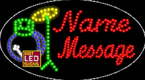 15" x 27" Drums Name Message Custom Flashing Oval LED Sign - 2 Line