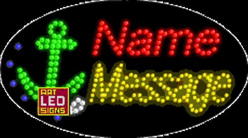 15" x 27" Anchor Name Message Custom Flashing Oval LED Sign - 2 Line