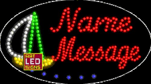 15" x 27" Sailboat Name Message Custom Flashing Oval LED Sign - 2 Line