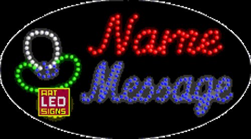 15" x 27" Ghosts Name Message Custom Flashing Oval LED Sign - 2 Line
