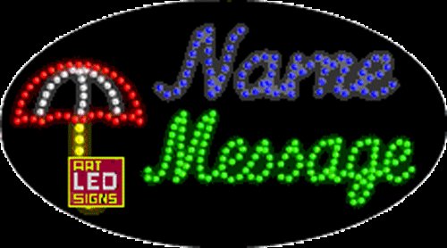 15" x 27" Umbrella Name Message Custom Flashing Oval LED Sign - 2 Line