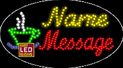 15" x 27" Drink Name Message Custom Flashing Oval LED Sign - 2 Line