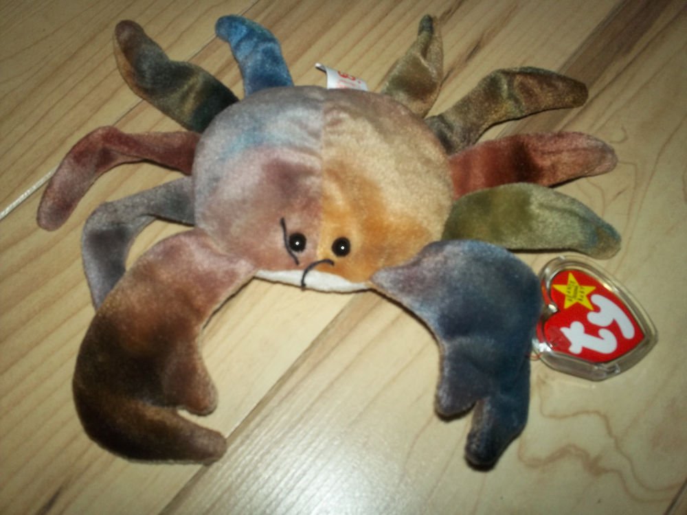 Ty beanie babies "CLAUDE" THE CRAB Mint cond Multi colored/ Tyedyed