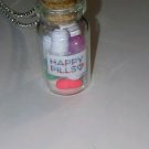 Fun Happy Pills Bottle Necklace Silver Gag Gift Pendant Necklace