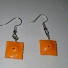 Cute Cheez It Inspired Charm Earrings Silver Wire Cracker Cheese Clay Cracker Cute Cheez It Inspired Charm Earrings Silver Wire Cracker Cheese Clay Cracker