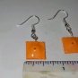 Cute Cheez It Inspired Charm Earrings Silver Wire Cracker Cheese Clay Cracker
