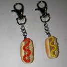 BFF Hot Dog Keychain Set Fob Accessory Charms Ketchup Mustard Food Charms BFF Hot Dog Keychain Set Fob Accessory Charms Ketchup Mustard Food Charms