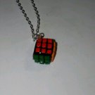 Miniature Rubik's Cube Charm Necklace Silver Retro Toys Kids Clay Cube