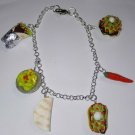 Fun Mexican Food Charm Bracelet Silver Taco Burrito Quesadilla Taco Guacamole Fun Mexican Food Charm Bracelet Silver Taco Burrito Quesadilla Taco Guacamole