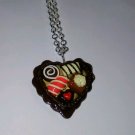 Sweet Heart Shaped Boxed Candy Silver Necklace Candy Chocolates Sweet