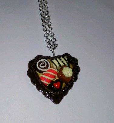 Sweet Heart Shaped Boxed Candy Silver Necklace Candy Chocolates Sweet