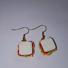 Sandwich Charm Earrings Gold Tone Wire Sandwich Meat Cheese Lettuce Sandwich Charm Earrings Gold Tone Wire Sandwich Meat Cheese Lettuce