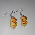 Corn Dog Earrings Silver Wire Carnival Food Charms Kids Hot Dog Corn Dog Earrings Silver Wire Carnival Food Charms Kids Hot Dog