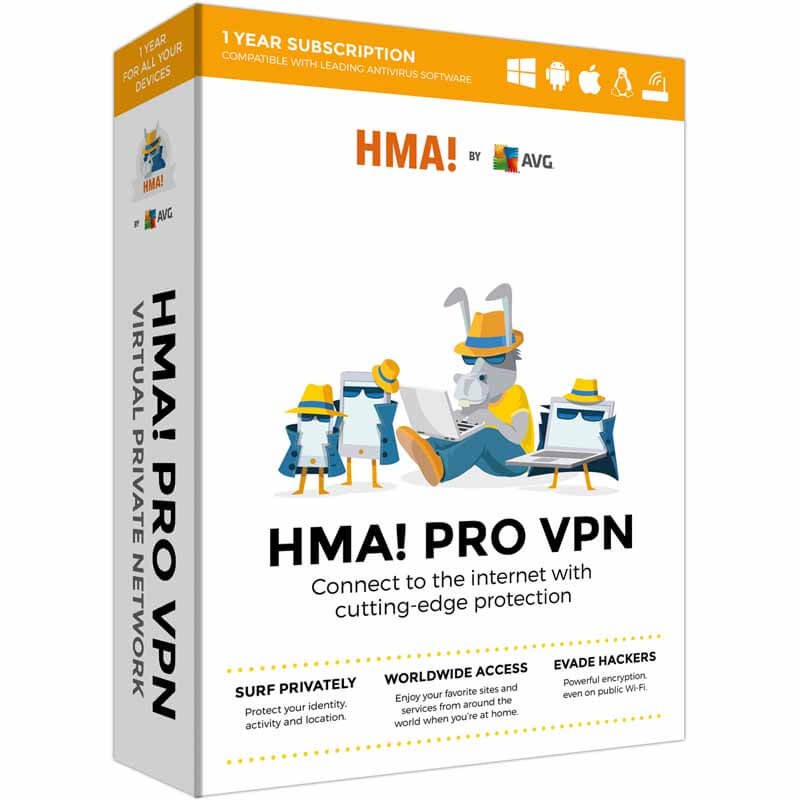 AVG HMA Pro VPN  3 PCs / Devices  1 Year  Full Version Product Key