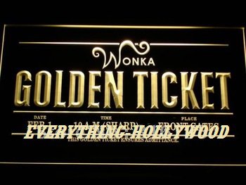 Willy Wonka Golden Ticket 3D LED Neon Sign NEON SIGN Movie Theme Gift
