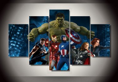 Avengers Group Movie 5pc Framed Oil Painting Wall Decor room art