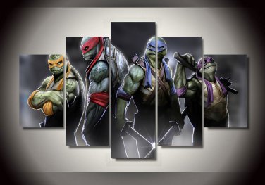 Teenage Mutant Ninja Turtles Movie 5pc Framed Oil Painting Wall Decor room art