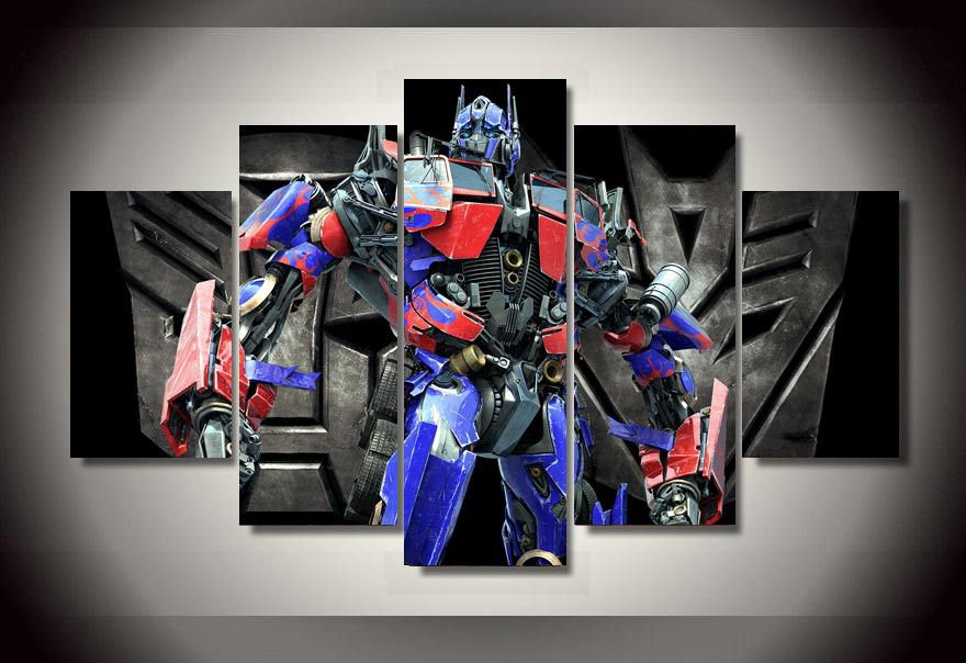 Optimus Prime Transformers Movie Framed 5pc Oil Painting Wall Decor Art