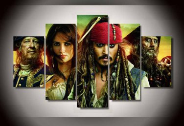 Pirates of the Caribbean Movie 5pc Oil Painting Framed Wall Decor Disney Bedroom art