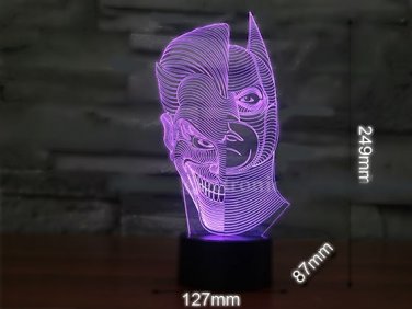 Batman and the Joker Split Face 3D LED Light Lamp Tabletop SuperHero Decor 7 Colors -NEW