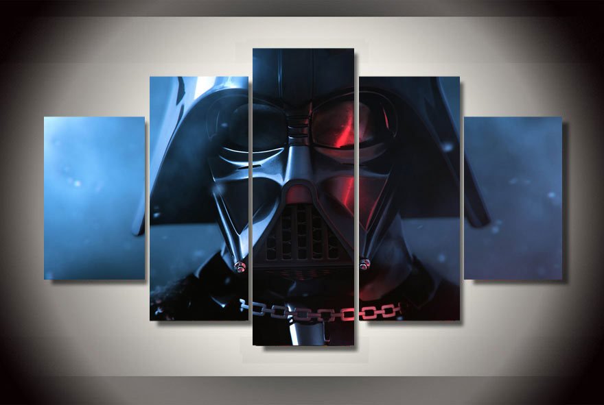 Darth Vader Star Wars 5pc Wall Decor Framed Oil Painting bedroom art HD