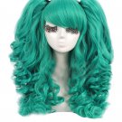 Anime 2 ponytail Green Female Adult Costume Wig Accessory Halloween Cosplay