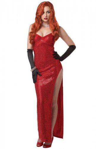 Jessica Rabbit Red Dress Adult Halloween Costume S,M,L (6-12)