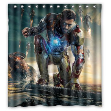 Iron Man Superhero Hollywood Design Shower Curtain 2 Size options