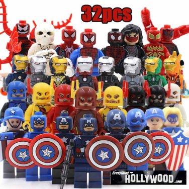 Superhero DC Marvel 32pc Mini Figures Building Blocks Minifigures  Set 2 Captain America Flash