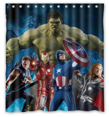 Avengers Team Shower Curtain Anime Cartoon Marvel Hollywood Design Captain America Ironman Thor Hulk