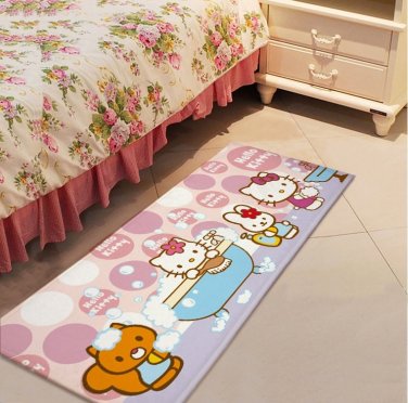 Hello Kitty Bath Design Accent Carpet Rugs 17x47in for Bedroom Living Room Green